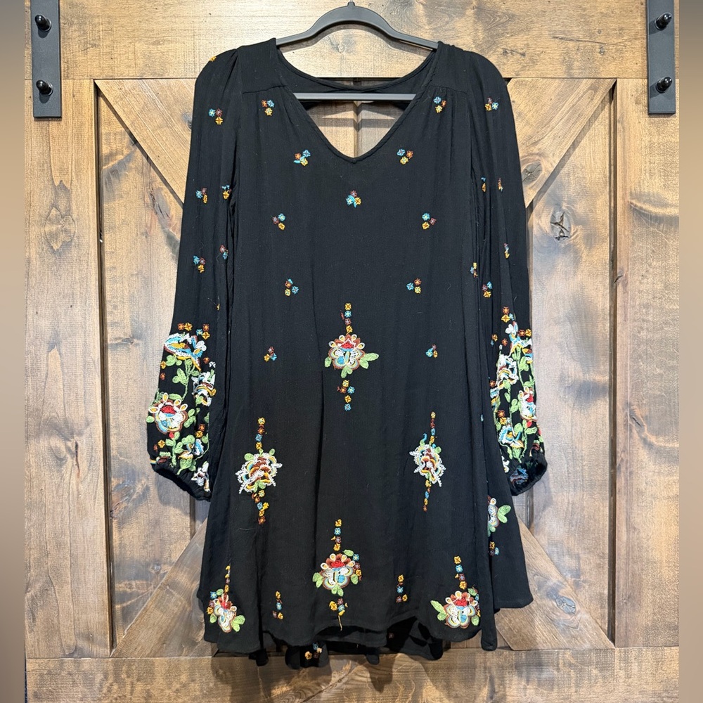 EUC Free People Oxford Embroidered Mini Dress Sz L